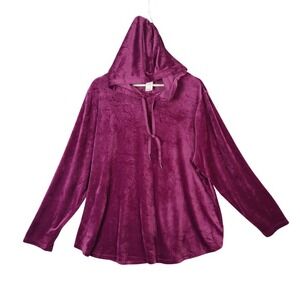 LIV Lane Bryant‎ Performance Velour Velvet Hoodie Pullover Womens 18/20 Purple